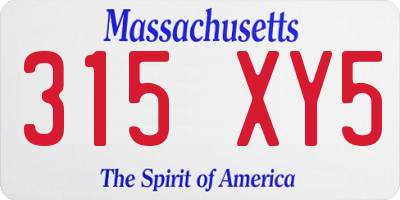 MA license plate 315XY5