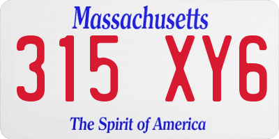 MA license plate 315XY6