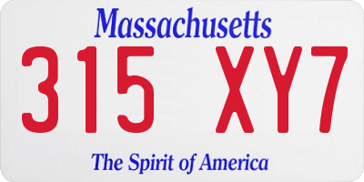 MA license plate 315XY7