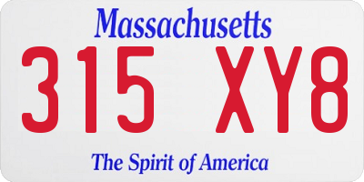 MA license plate 315XY8