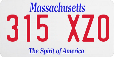 MA license plate 315XZ0