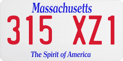 MA license plate 315XZ1