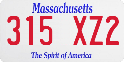 MA license plate 315XZ2
