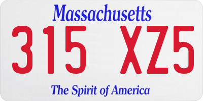 MA license plate 315XZ5