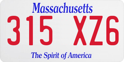 MA license plate 315XZ6