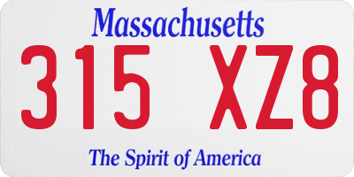 MA license plate 315XZ8