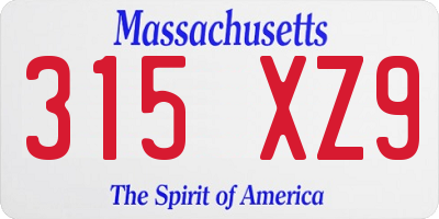 MA license plate 315XZ9