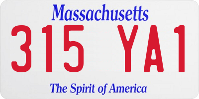 MA license plate 315YA1