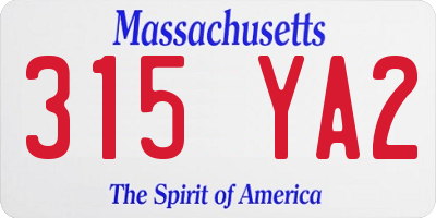 MA license plate 315YA2