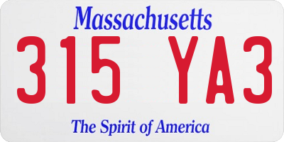 MA license plate 315YA3