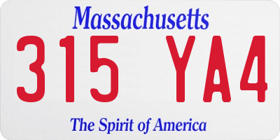 MA license plate 315YA4