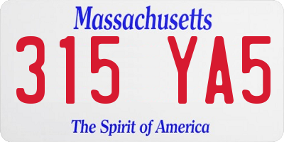 MA license plate 315YA5