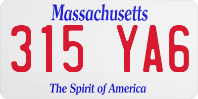 MA license plate 315YA6