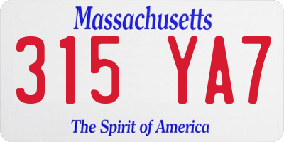 MA license plate 315YA7