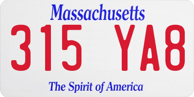 MA license plate 315YA8
