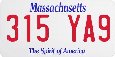 MA license plate 315YA9