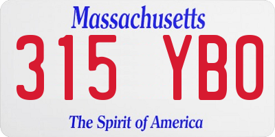 MA license plate 315YB0