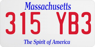 MA license plate 315YB3