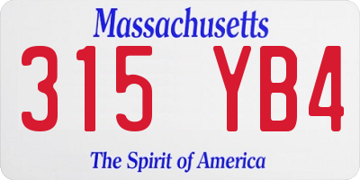 MA license plate 315YB4