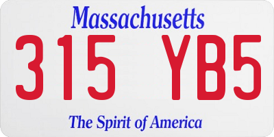 MA license plate 315YB5