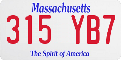 MA license plate 315YB7