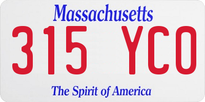 MA license plate 315YC0