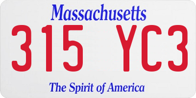 MA license plate 315YC3