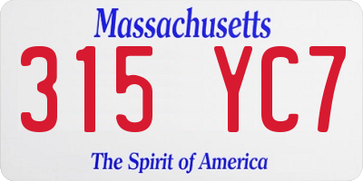 MA license plate 315YC7