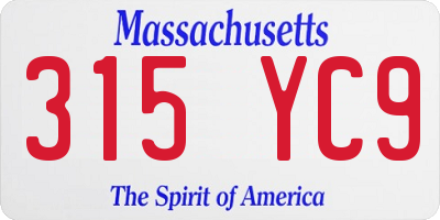 MA license plate 315YC9