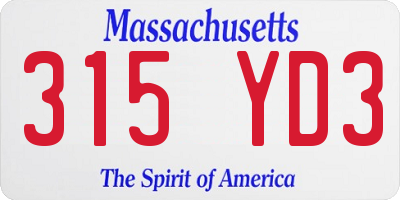 MA license plate 315YD3