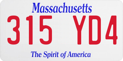 MA license plate 315YD4