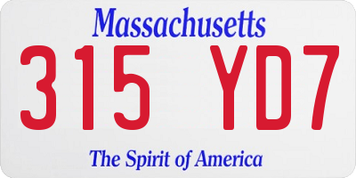 MA license plate 315YD7
