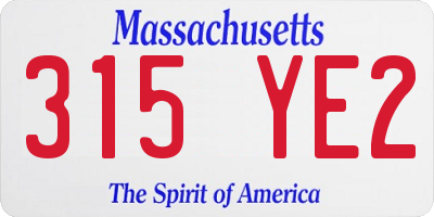 MA license plate 315YE2