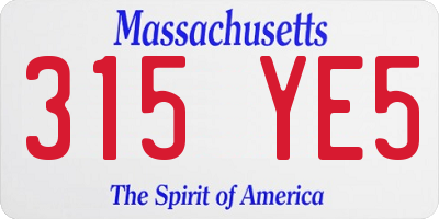 MA license plate 315YE5