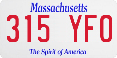 MA license plate 315YF0