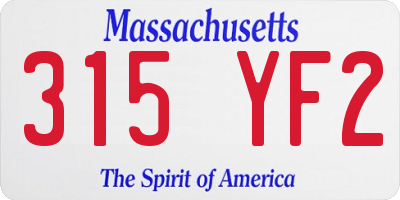 MA license plate 315YF2