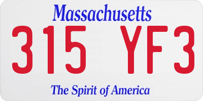 MA license plate 315YF3