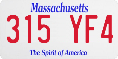 MA license plate 315YF4