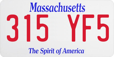 MA license plate 315YF5