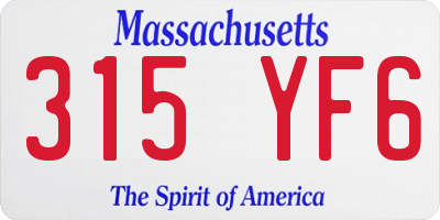 MA license plate 315YF6