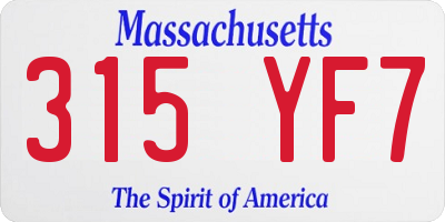 MA license plate 315YF7