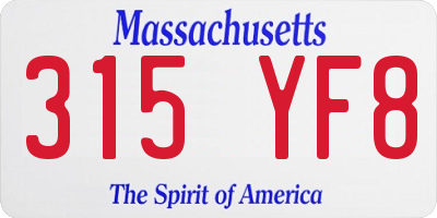 MA license plate 315YF8