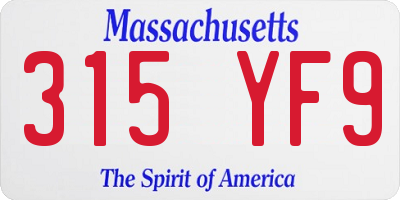 MA license plate 315YF9