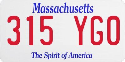 MA license plate 315YG0