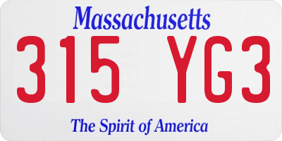 MA license plate 315YG3