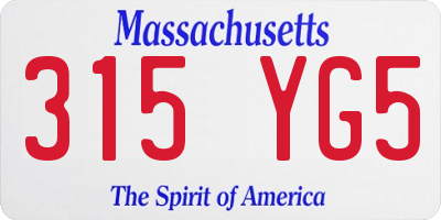 MA license plate 315YG5