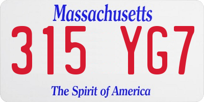 MA license plate 315YG7