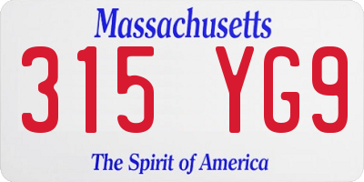 MA license plate 315YG9