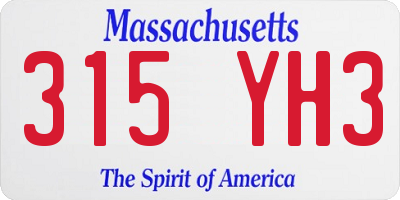 MA license plate 315YH3