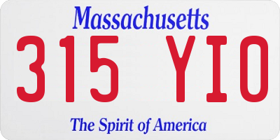 MA license plate 315YI0
